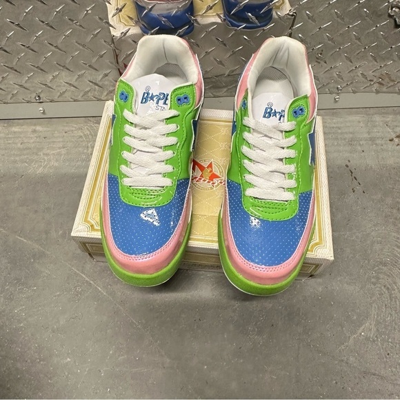 Vintage y2k bape roadsta sneakers shoe green blue pink mens 9 new